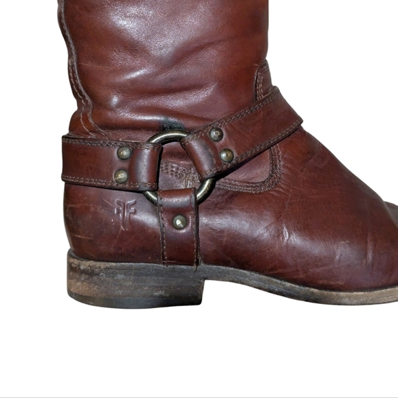 Frye Melissa Harness Inside Zip Burnt Red Boots Size 6.5 Equestrian Old Money - Picture 3 of 12